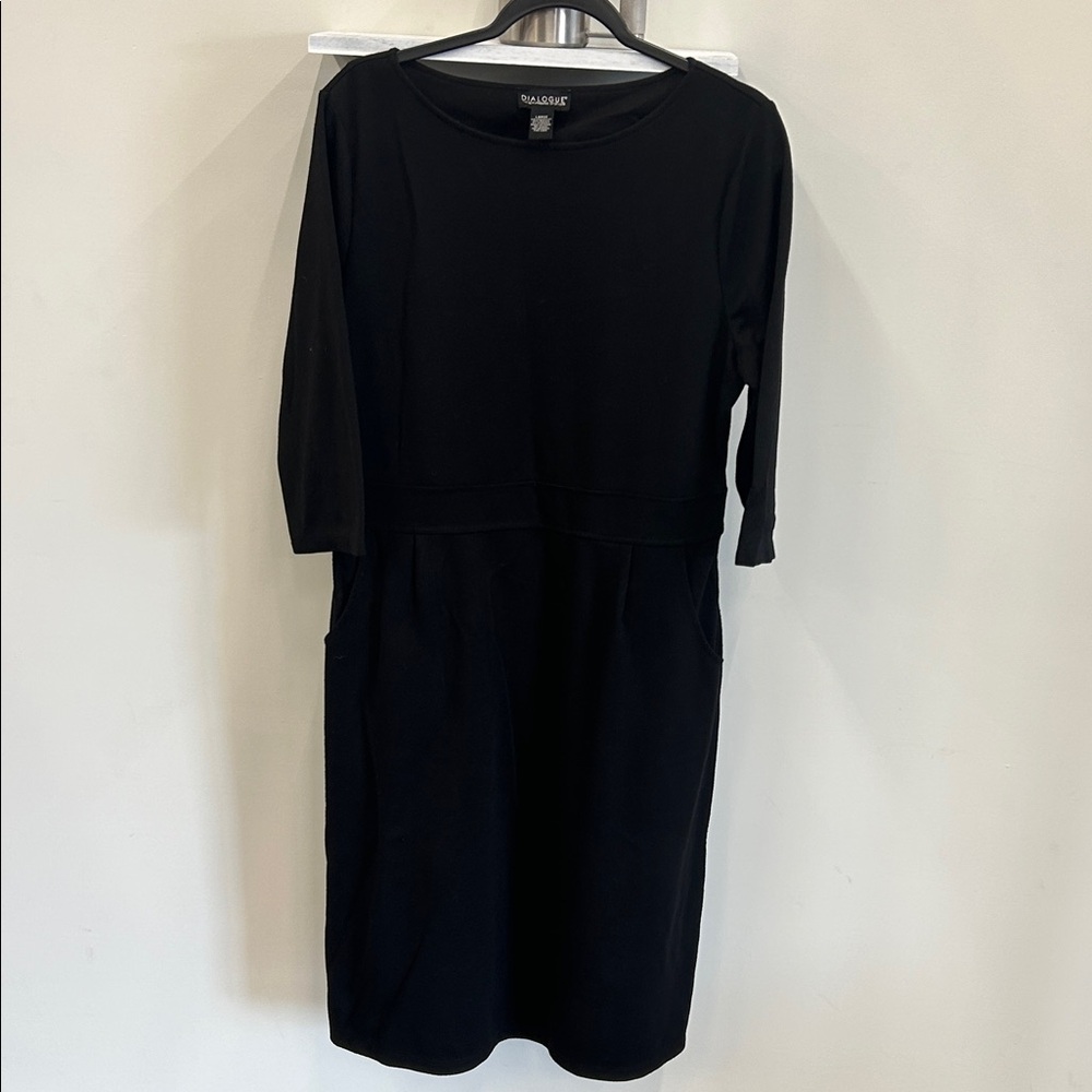 Dialogue Elegant Black Long Sleeve Dress